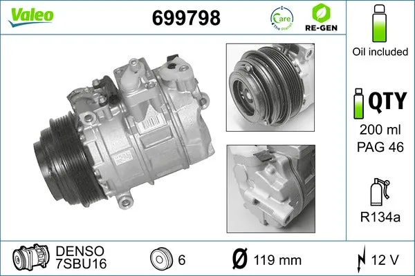Compresseur, climatisation VALEO 699798 